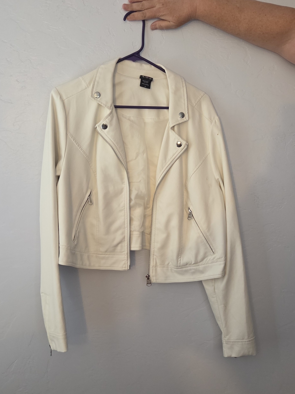 torrid Cream Moto-Style Faux Leather Jacket